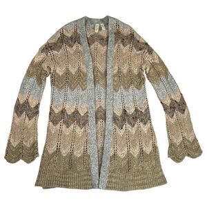 Meadow Rue Anthropologie Zig Zag Knit Open Cardigan Sweater Size Small *NO BELT*